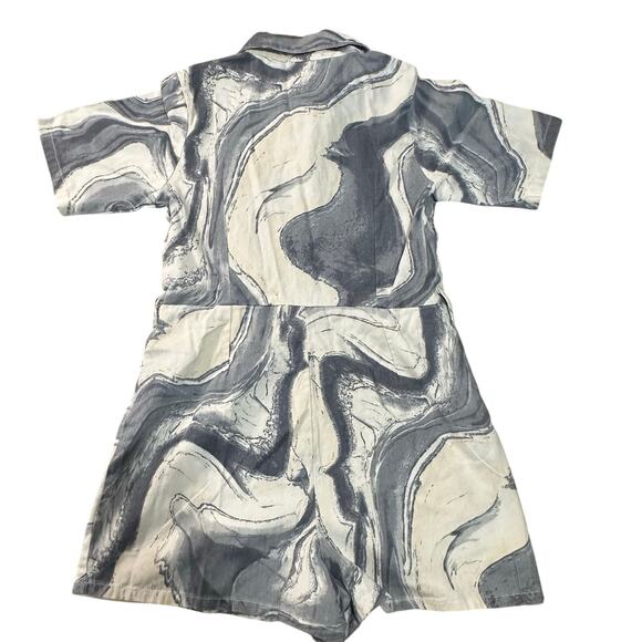 ASOS DESIGN Women's Twill Zip Front Playsuit Size 10 In Marble Print - Picture 2 of 12